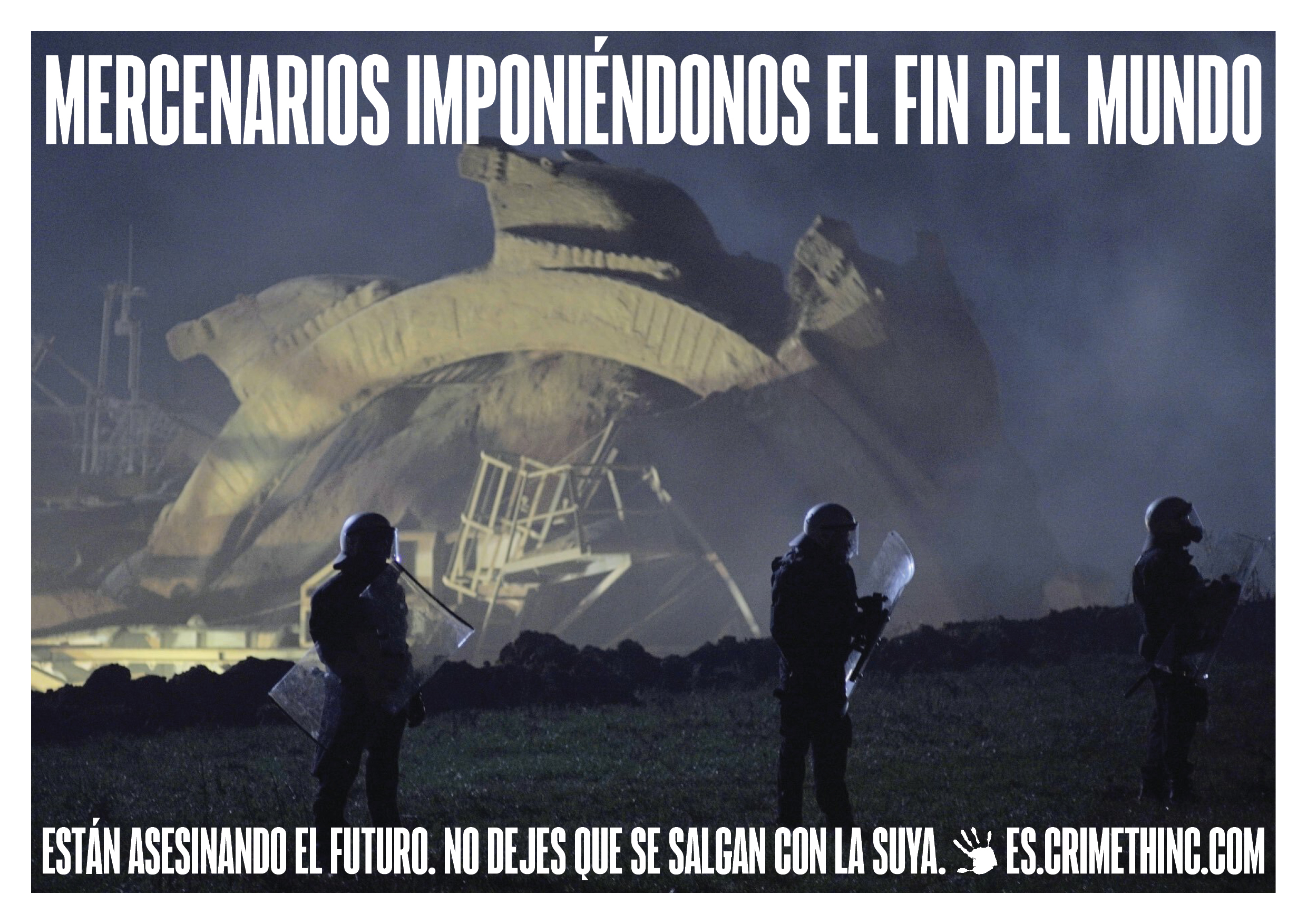 Photo of ‘Mercenarios imponiéndonos el fin del mundo’ front side