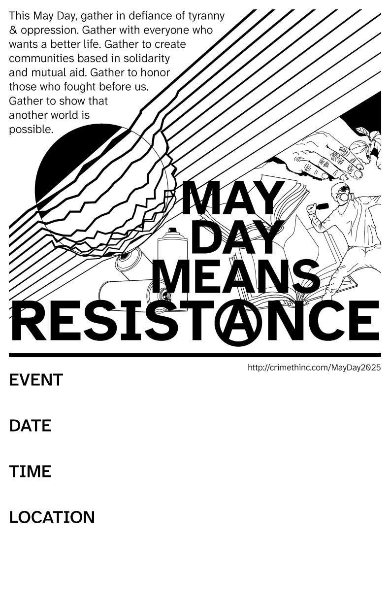 Photo of ‘May Day Means Resistance’ front side