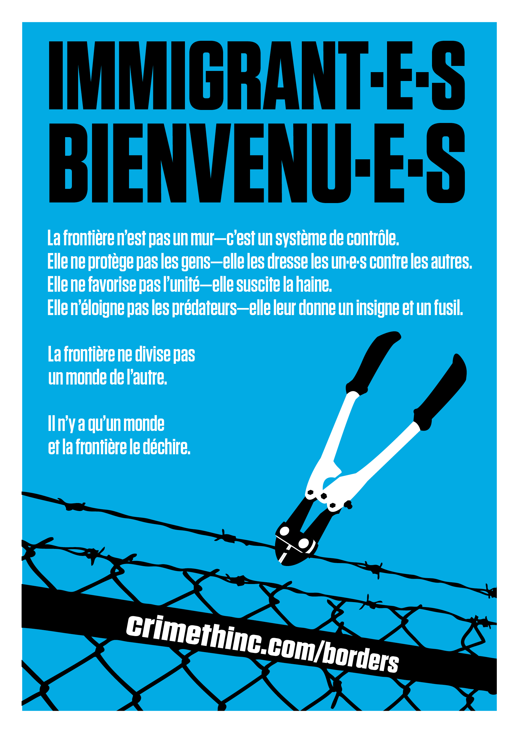 Photo recto de ‘Immigrant·e·s bienvenu·e·s’