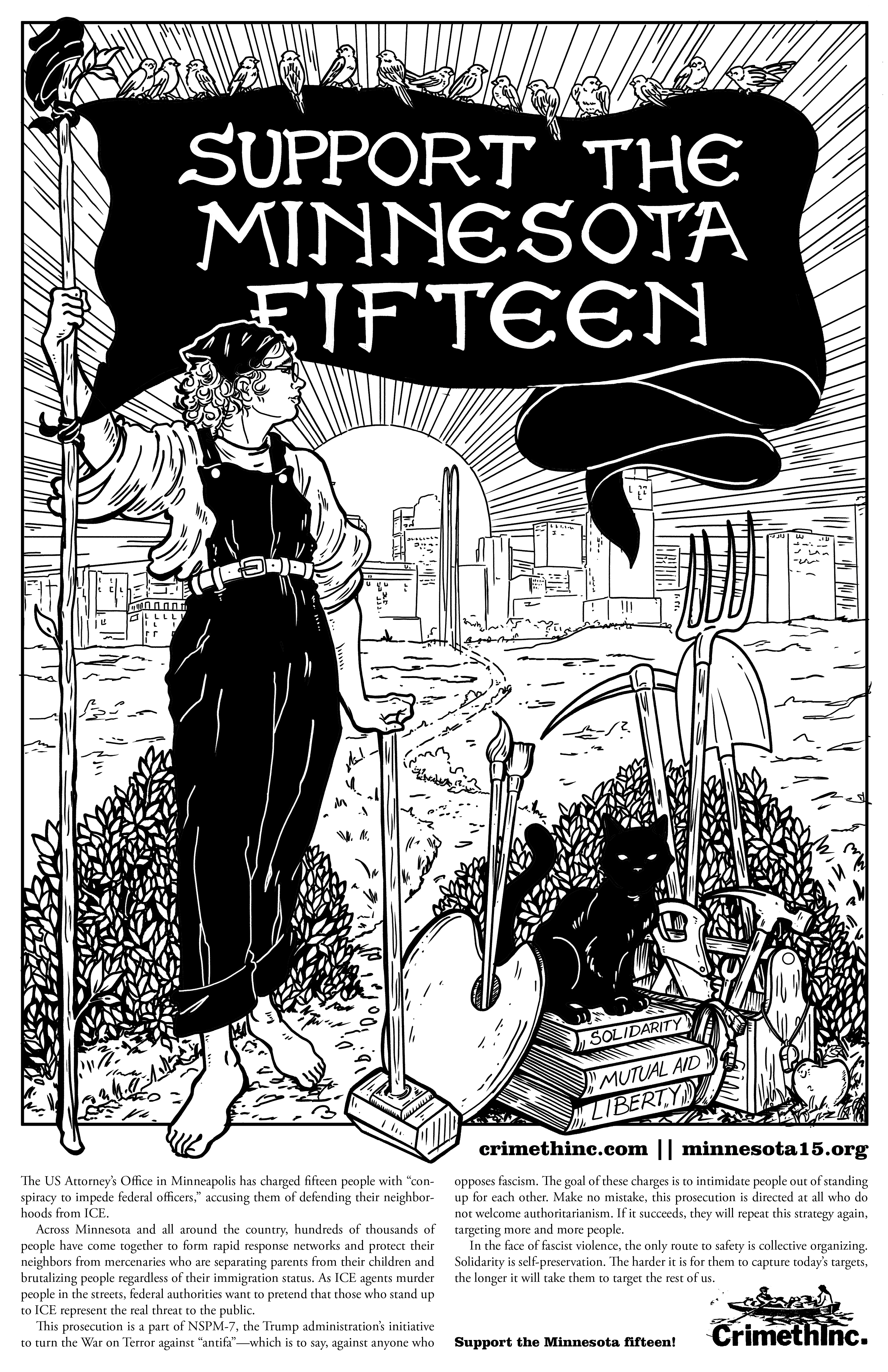 Photo of ‘Support the Minnesota Fifteen!’ front side